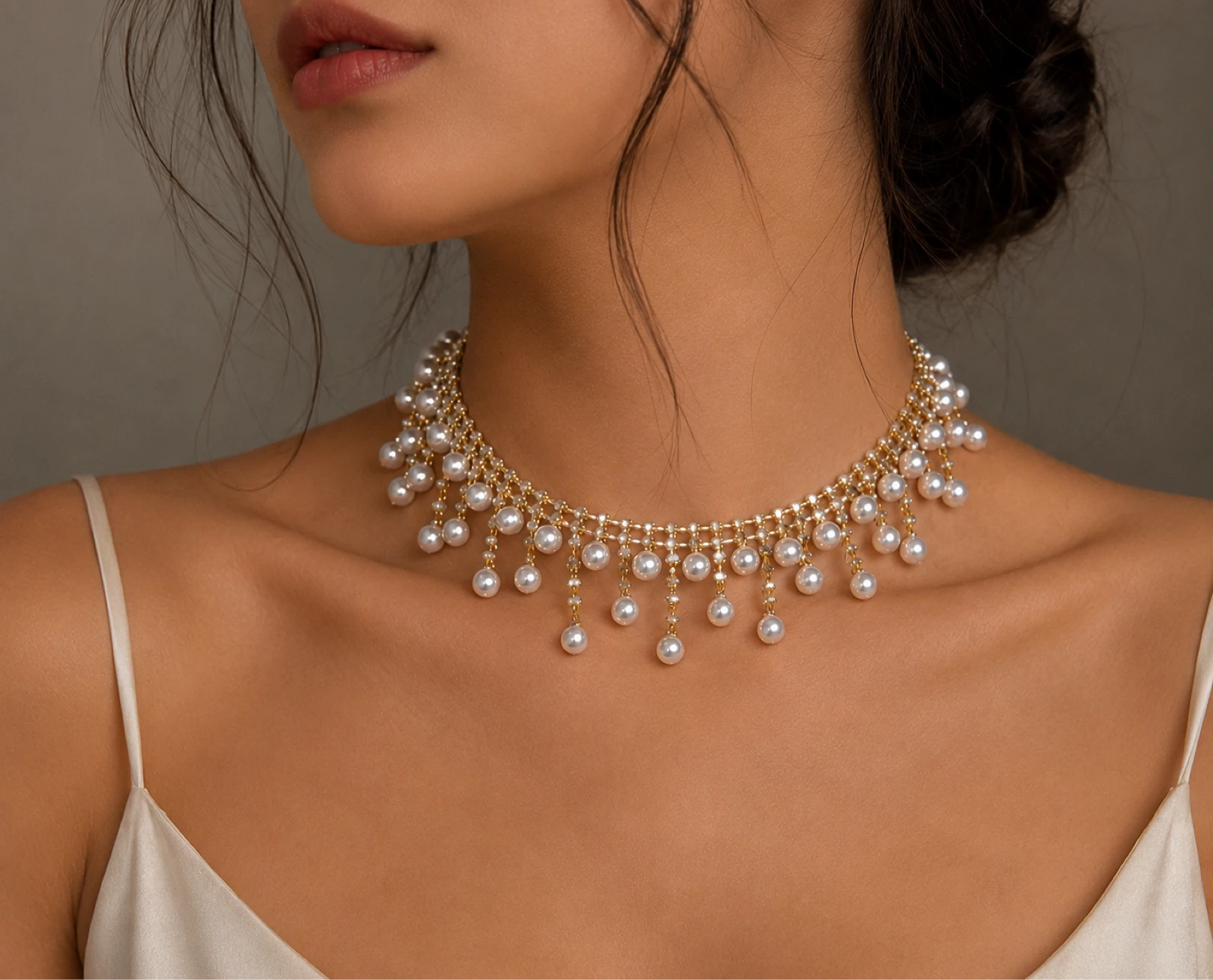 Collier Choker Perlé - Acier non inoxydable 